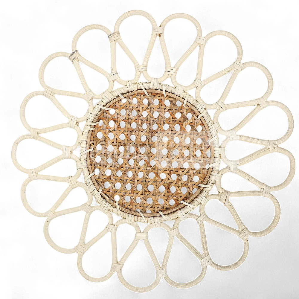 Rattan Export White Brown Handicraft Cane Mesh Flower Rattan Placemat - REX-UP053003-8