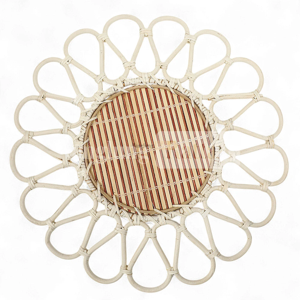 Rattan Export Natural White Handicraft Flower Rattan Placemat for Dinner Decoration - REX-UP053003-6