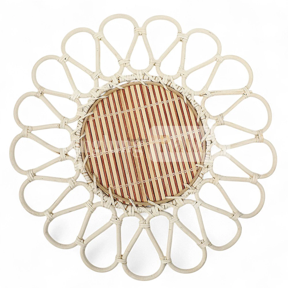 Rattan Export Natural White Handicraft Flower Rattan Placemat for Dinner Decoration - REX-UP053003-6
