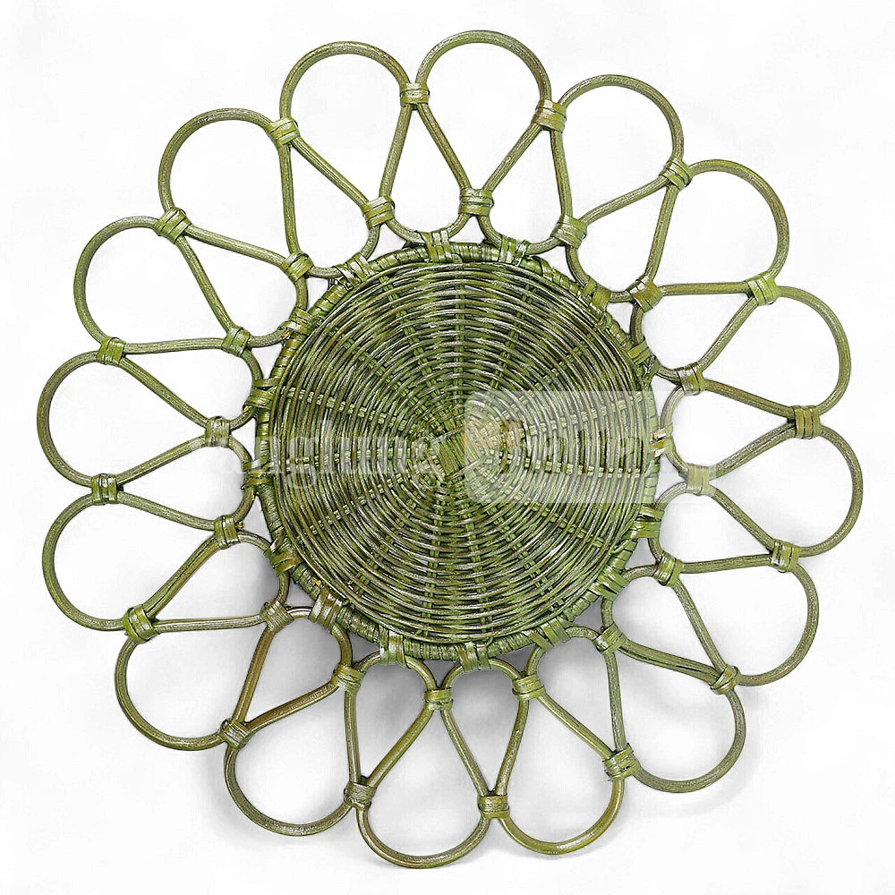 Rattan Export Brown Handwoven Flower Core Rattan Placemat for Decoration - REX-UP053003-4