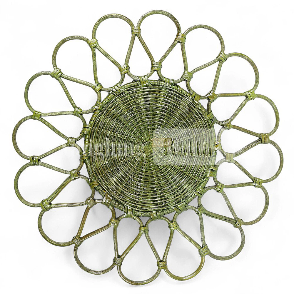Rattan Export Brown Handwoven Flower Core Rattan Placemat for Decoration - REX-UP053003-4