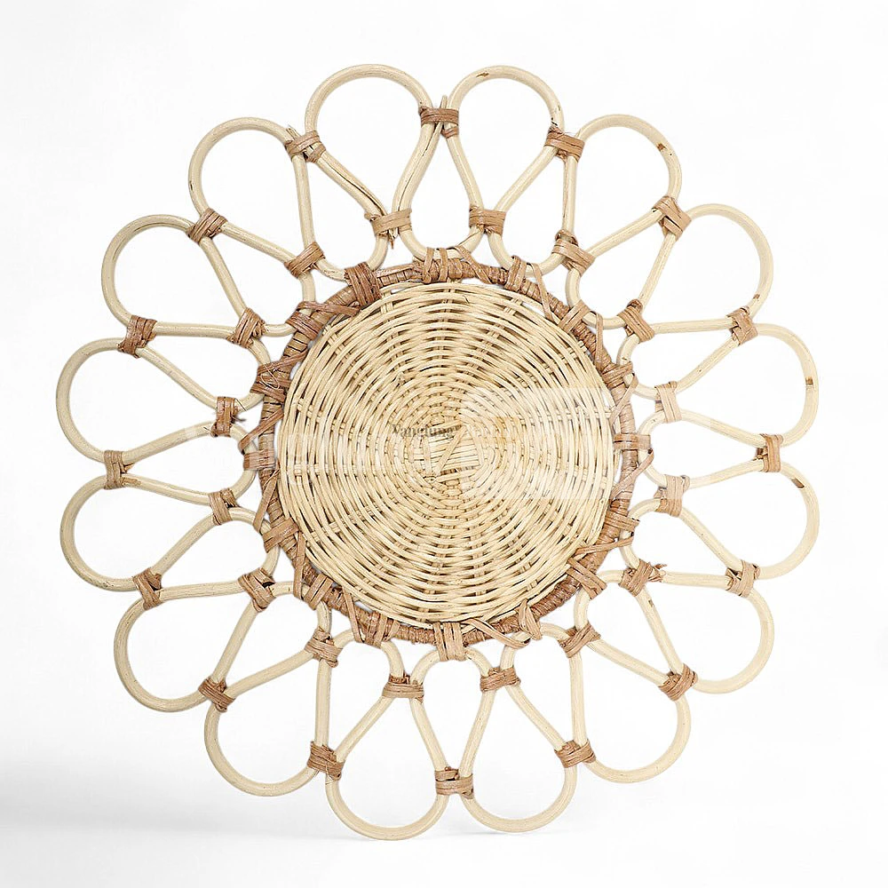 Rattan Export Natural White High Quality Handicraft Flower Core Rattan Placemat - REX-UP053003-3