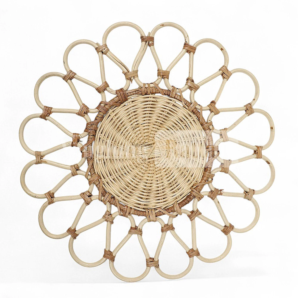 Rattan Export Natural White High Quality Handicraft Flower Core Rattan Placemat - REX-UP053003-3