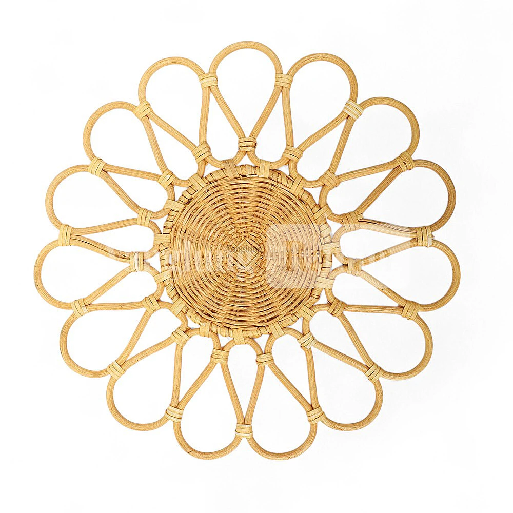 Rattan Export Eco Friendly Green Handwoven Flower Core Rattan Placemat Dinner Decoration - REX-UP053003-2