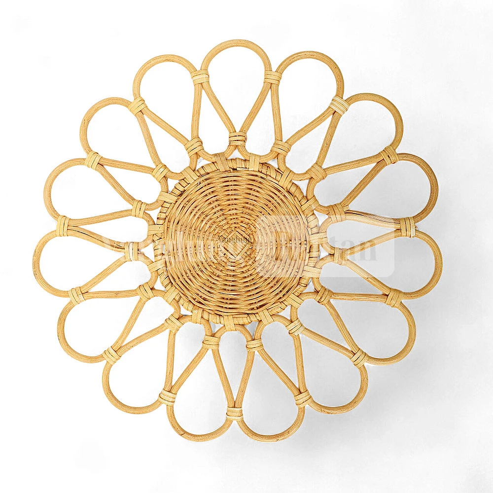 Rattan Export Eco Friendly Green Handwoven Flower Core Rattan Placemat Dinner Decoration - REX-UP053003-2