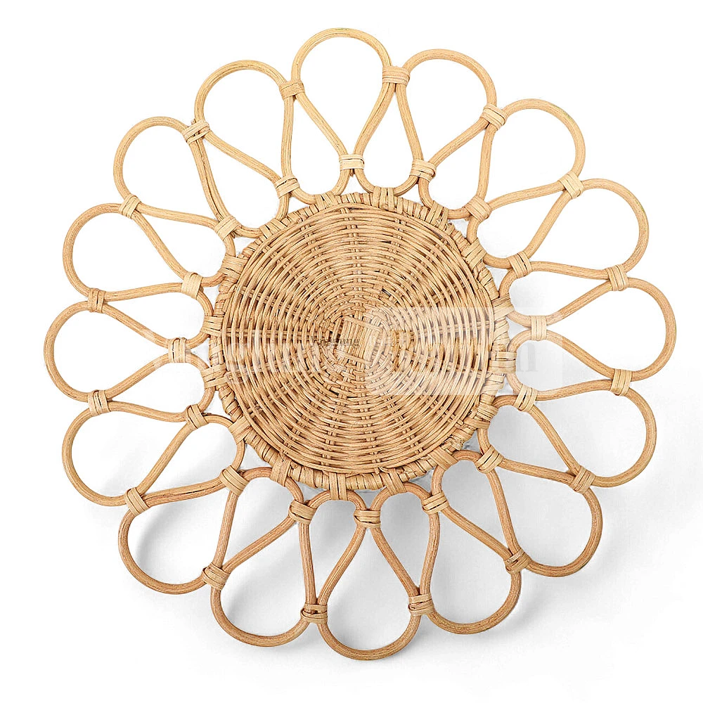 Rattan Export Light Brown Handwoven Flower Core Rattan Placemat Dinner Decoration - REX-UP053003-1