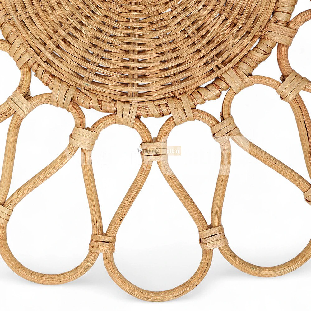 Rattan Export Light Brown Handwoven Flower Core Rattan Placemat Dinner Decoration - REX-UP053003-1