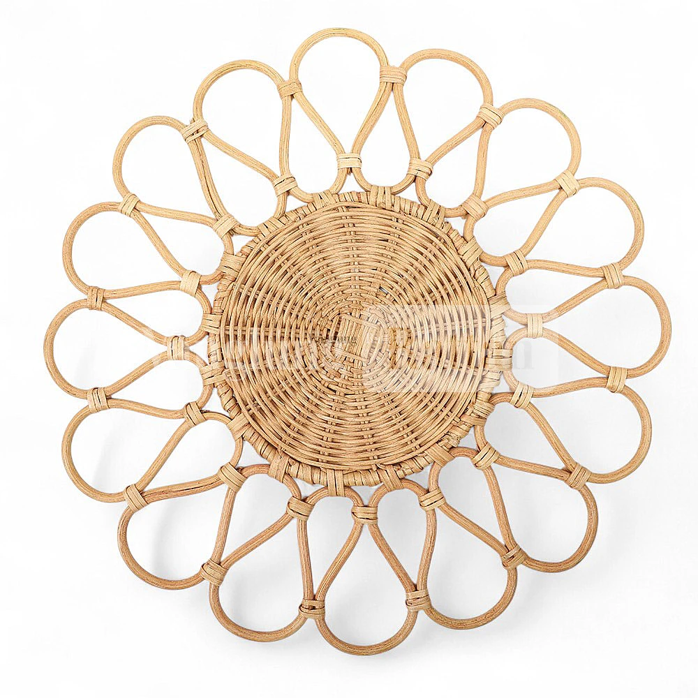 Rattan Export Light Brown Handwoven Flower Core Rattan Placemat Dinner Decoration - REX-UP053003-1