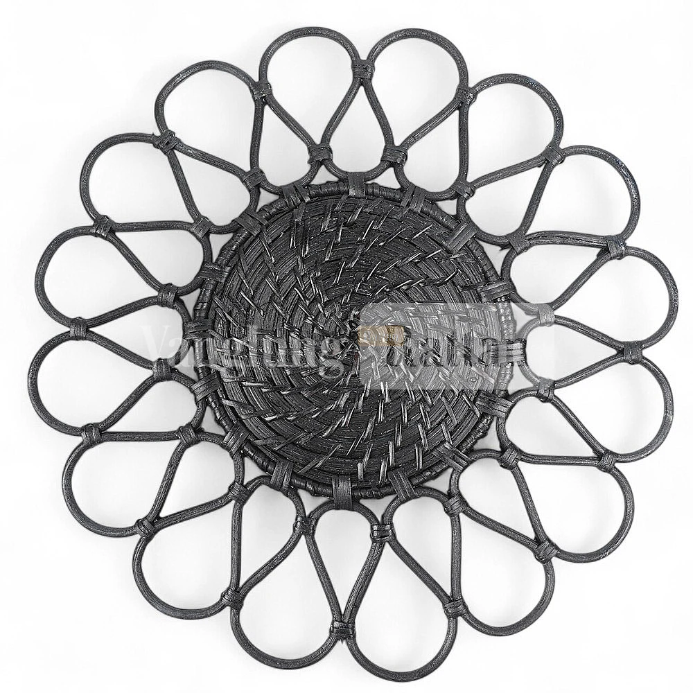 Rattan Export Black Handicraft Creative Flower Core Rattan Placemat Decoration - REX-UP053002-3