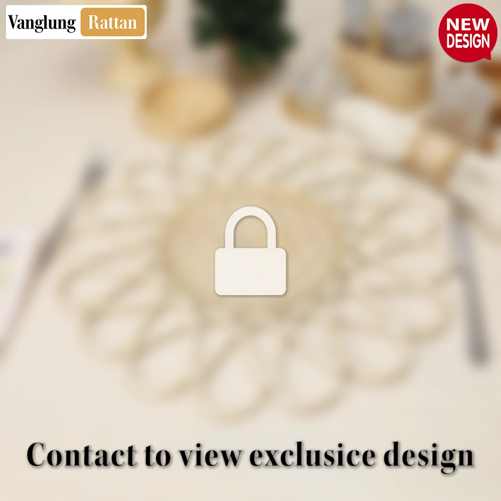 Rattan Export Natural Handwoven Flower Bamboo Rattan Placemat for Decoration - REX-UP053001-1