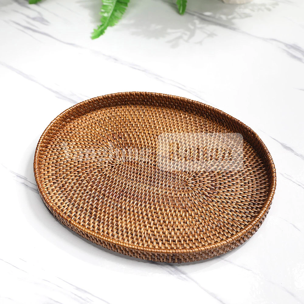 Rattan Export Dark Brown Handicraft Oval Rattan Serving Tray - REX-STOV011002