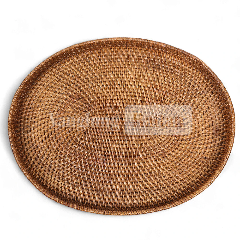 Rattan Export Dark Brown Handicraft Oval Rattan Serving Tray - REX-STOV011002