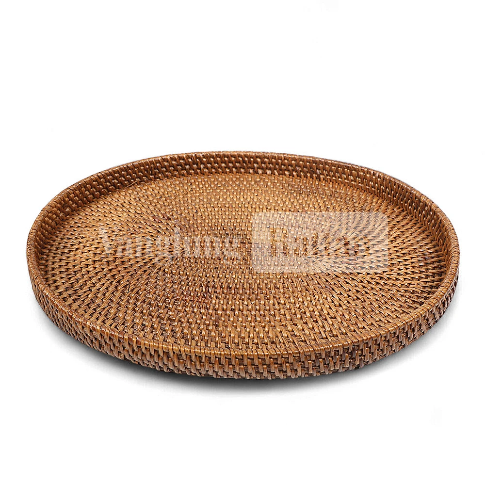 Rattan Export Dark Brown Handicraft Oval Rattan Serving Tray - REX-STOV011002