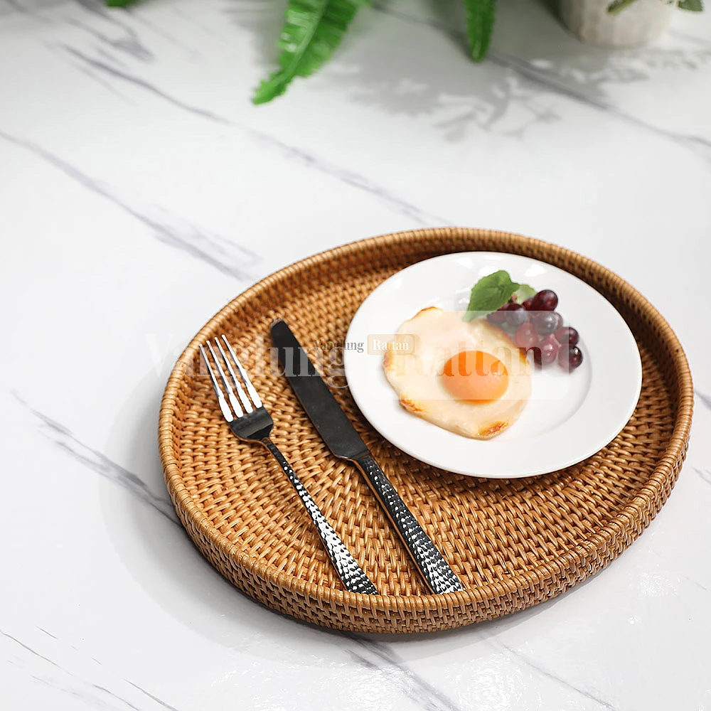 Rattan Export Light Brown Handicraft Oval Rattan Serving Tray - REX-STOV011001