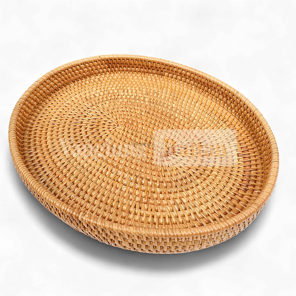 Rattan Export Light Brown Handicraft Oval Rattan Serving Tray - REX-STOV011001