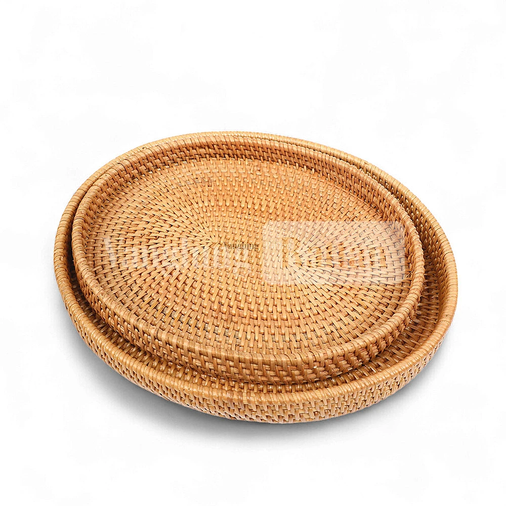 Rattan Export Light Brown Handicraft Oval Rattan Serving Tray - REX-STOV011001
