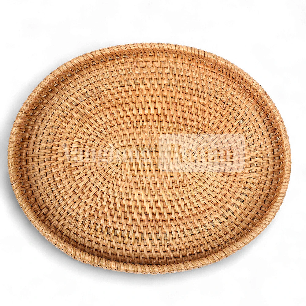 Rattan Export Light Brown Handicraft Oval Rattan Serving Tray - REX-STOV011001