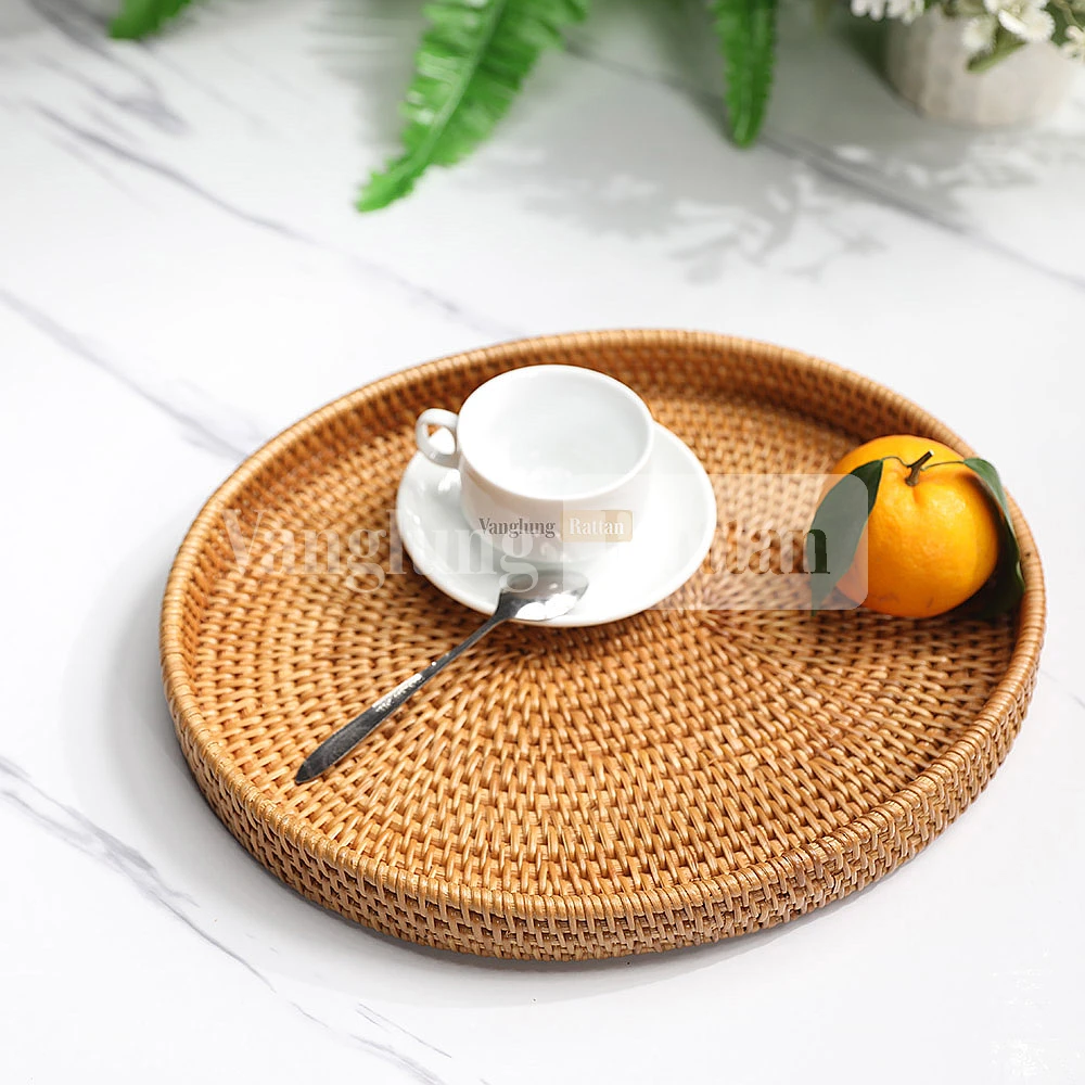 Rattan Export Light Brown Handicraft Oval Rattan Serving Tray - REX-STOV011001