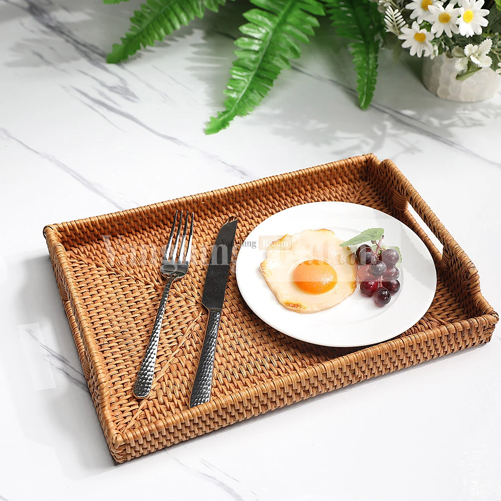 Rattan Export Light Brown Natural Handle Rattan Serving Tray - REX-STCN011002
