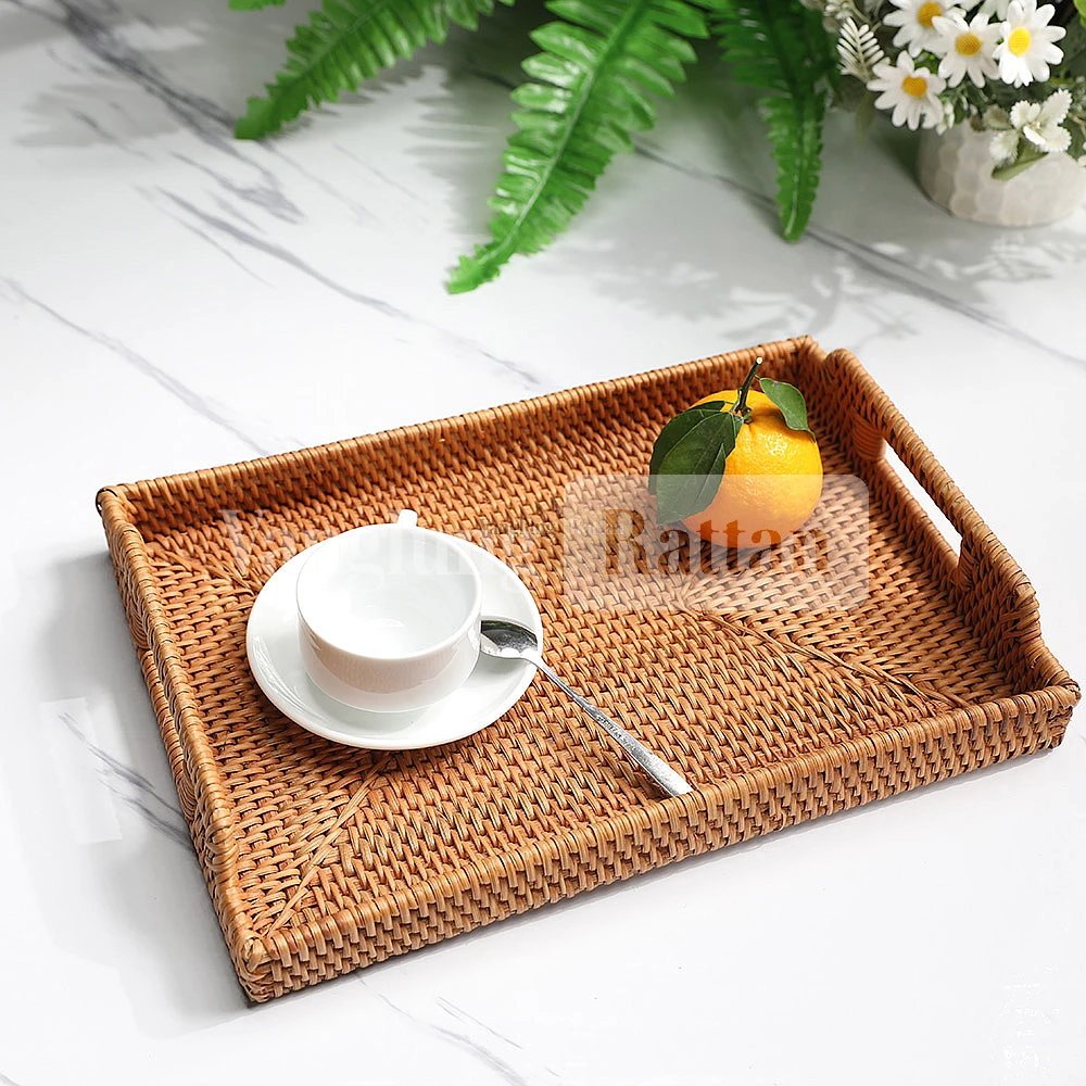 Rattan Export Light Brown Natural Handle Rattan Serving Tray - REX-STCN011002