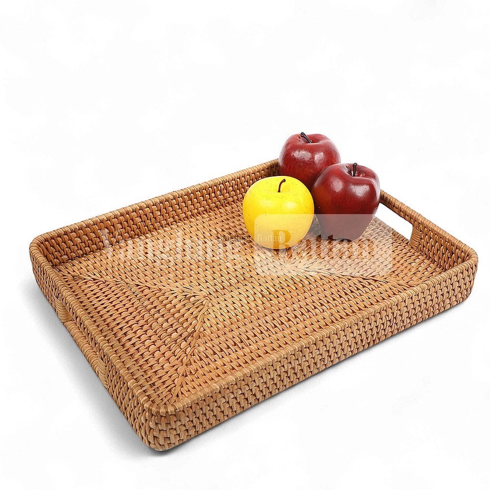 Rattan Export Brown Natural Handle Rattan Serving Tray - REX-STCN011001