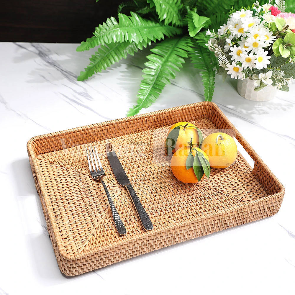 Rattan Export Brown Natural Handle Rattan Serving Tray - REX-STCN011001