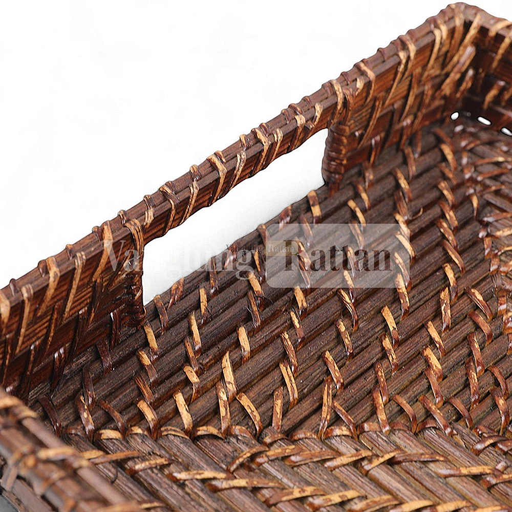 Rattan Export Black Handicraft Bamboo Rattan Serving Tray - REX-STCN051002