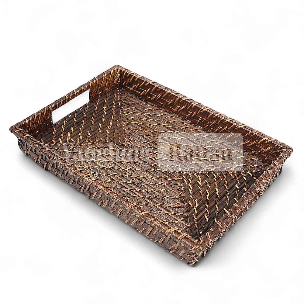 Rattan Export Black Handicraft Bamboo Rattan Serving Tray - REX-STCN051002