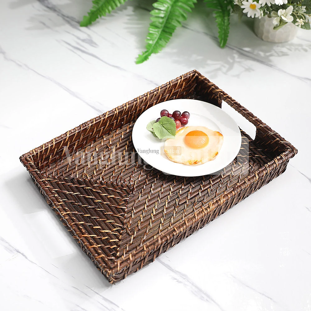 Rattan Export Black Handicraft Bamboo Rattan Serving Tray - REX-STCN051002