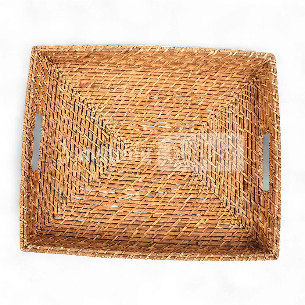 Rattan Export Golden Brown Handicraft Bamboo Rattan Serving Tray - REX-STCN051001