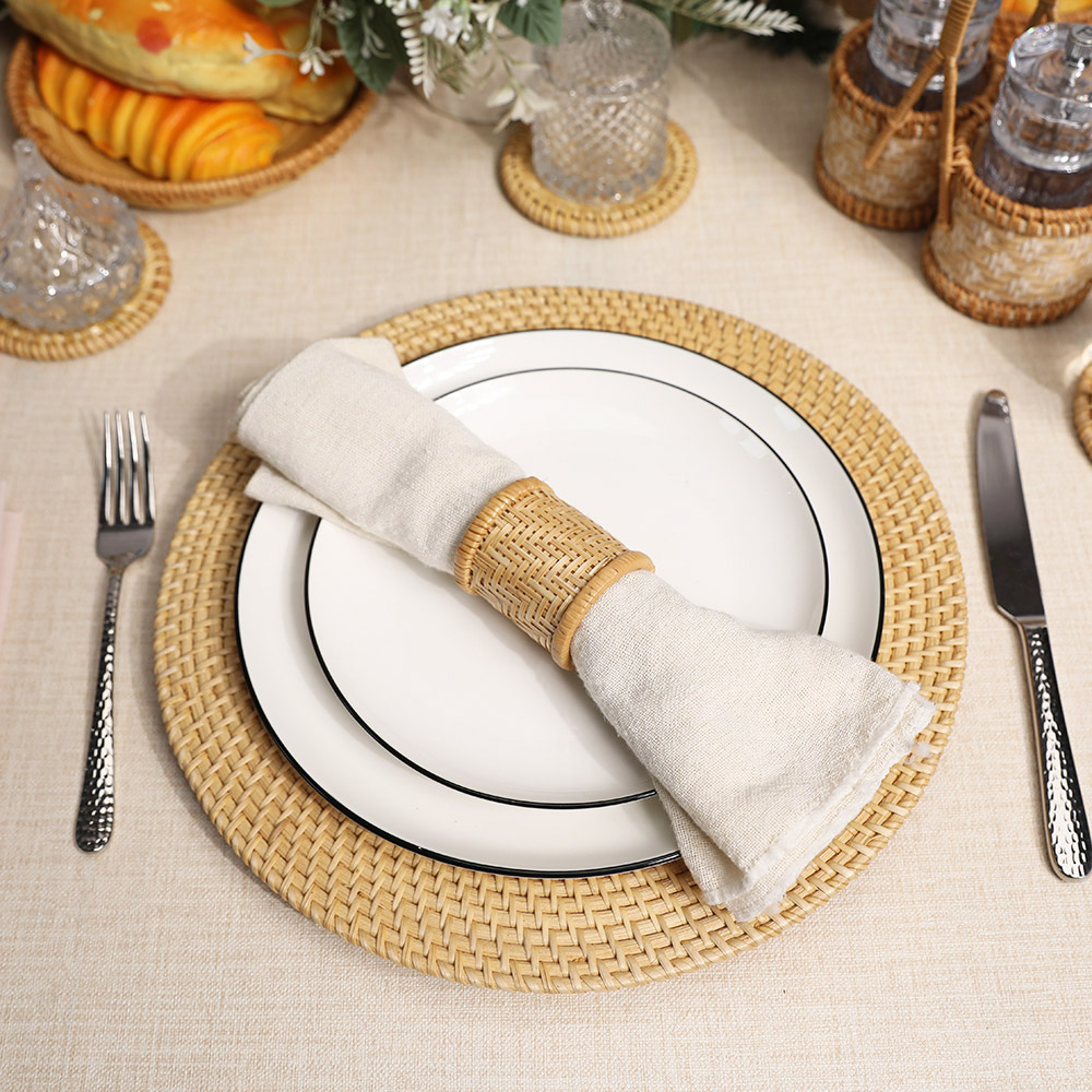 Rattan Export Gray Brown Cane Mesh High Quality Straw Rattan Charger Underplate - REX-UP011031