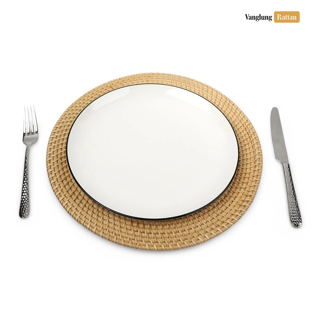 Rattan Export Gray Brown Cane Mesh High Quality Straw Rattan Charger Underplate - REX-UP011031