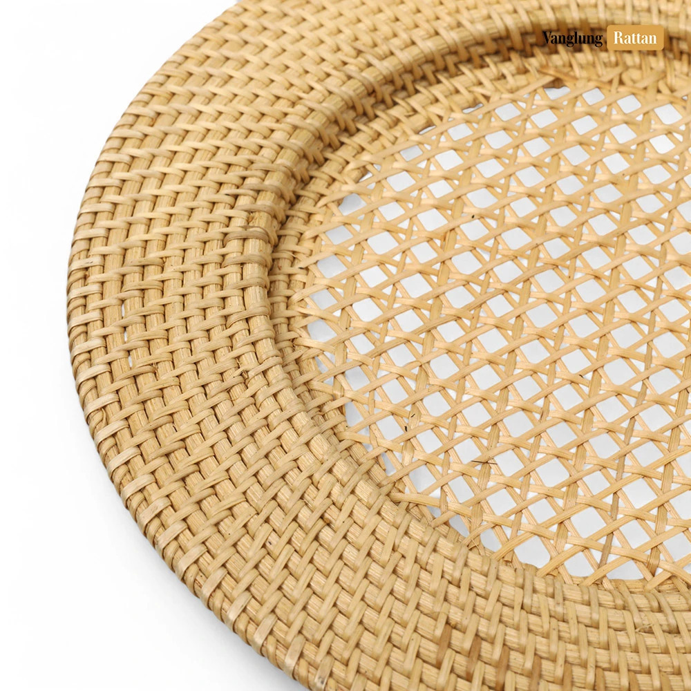 Rattan Export Gray Brown Cane Mesh High Quality Straw Rattan Charger Underplate - REX-UP011031