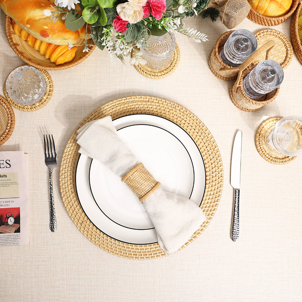 Rattan Export Gray Brown Cane Mesh High Quality Straw Rattan Charger Underplate - REX-UP011031