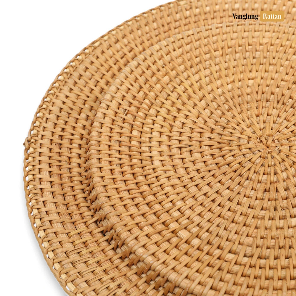 Rattan Export Honey Brown Handicraft Straw Rattan Charger Underplate - REX-UP011022