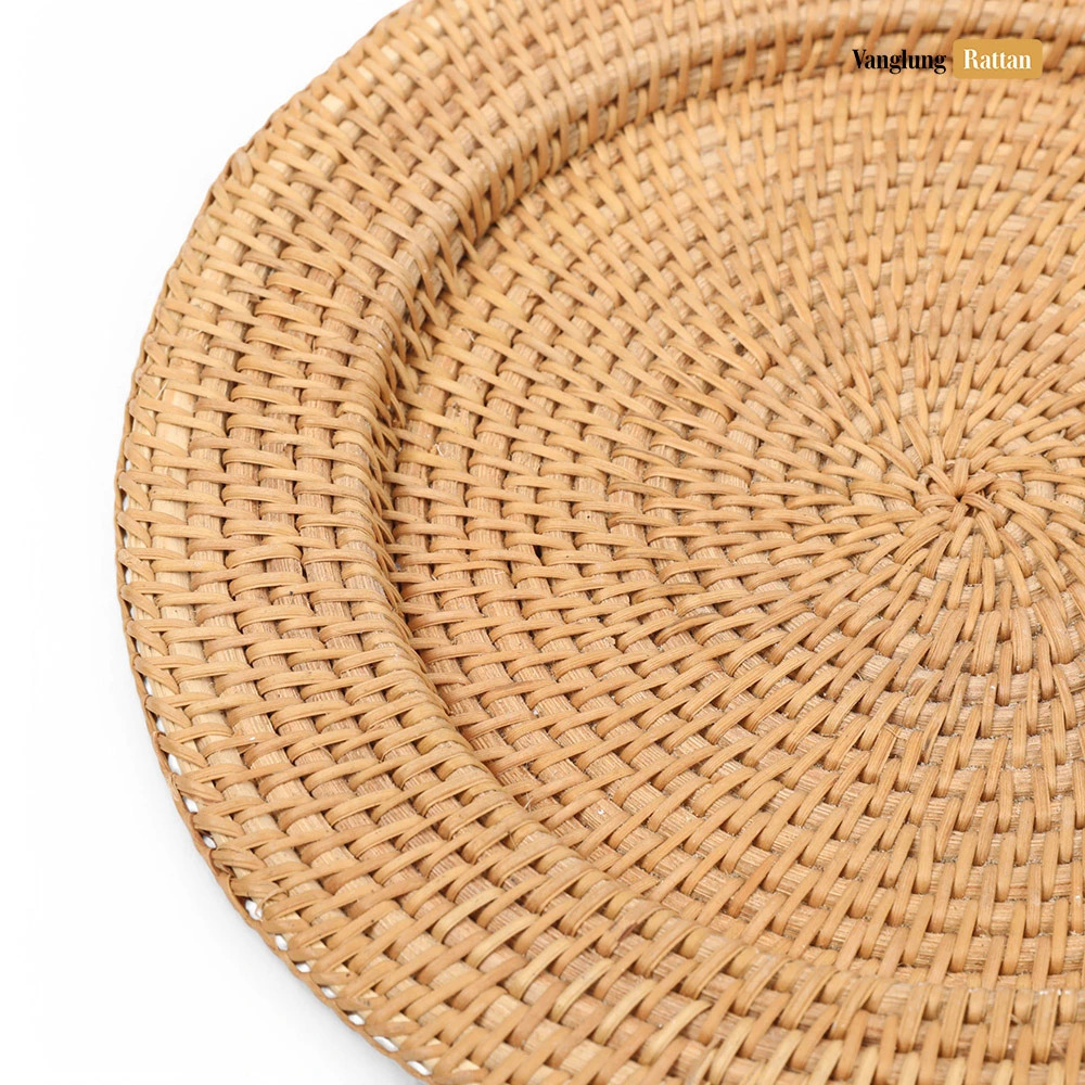 Rattan Export Honey Brown Handicraft Straw Rattan Charger Underplate - REX-UP011022