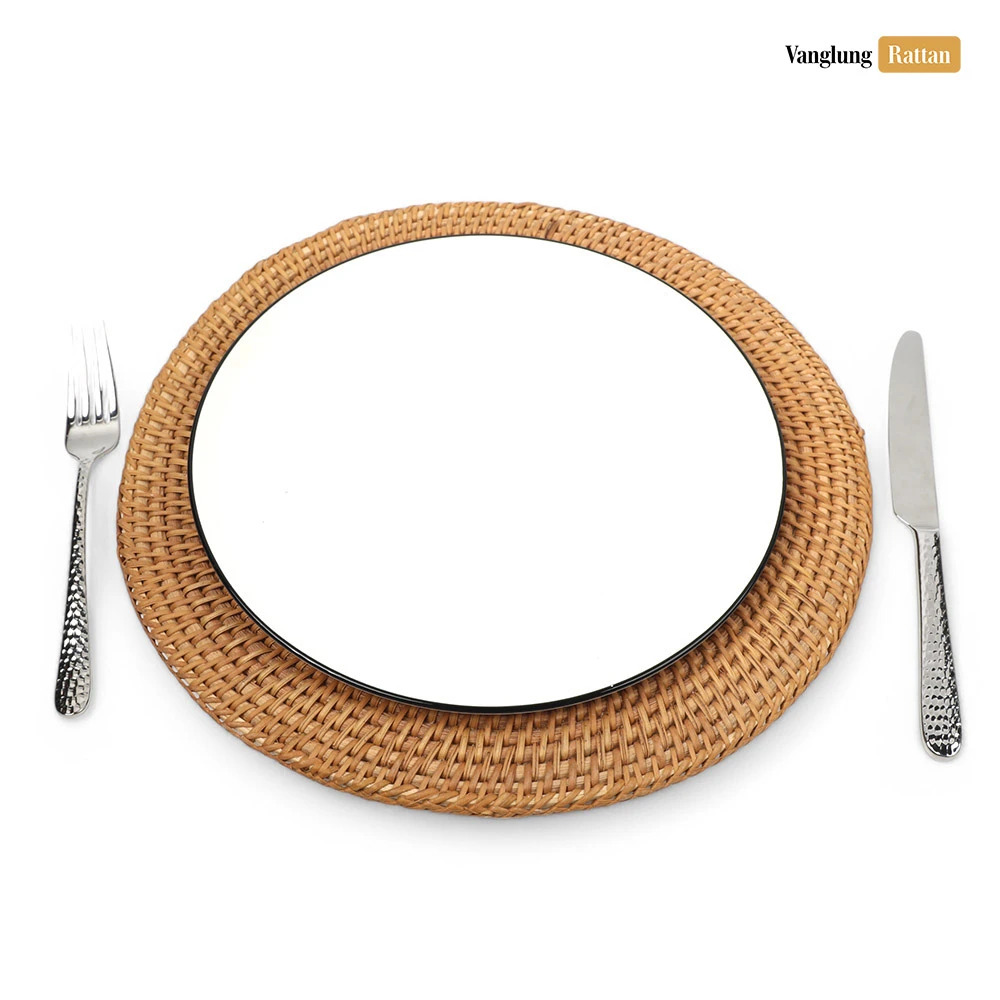 Rattan Export Honey Brown Handicraft Straw Rattan Charger Underplate - REX-UP011022