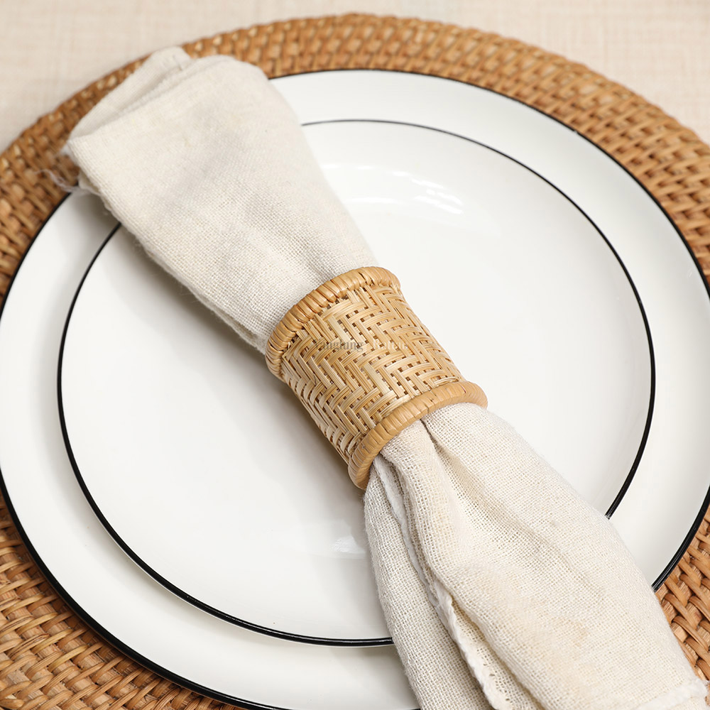 Rattan Export Honey Brown Handicraft Straw Rattan Charger Underplate - REX-UP011022