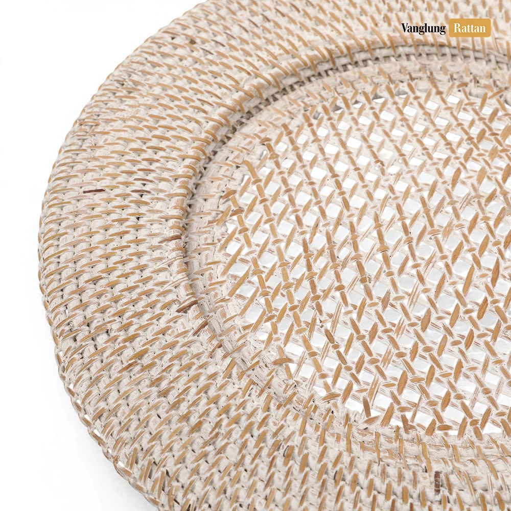 Rattan Export Whitewash Round Straw Rattan Charger Underplate - REX-UP012004