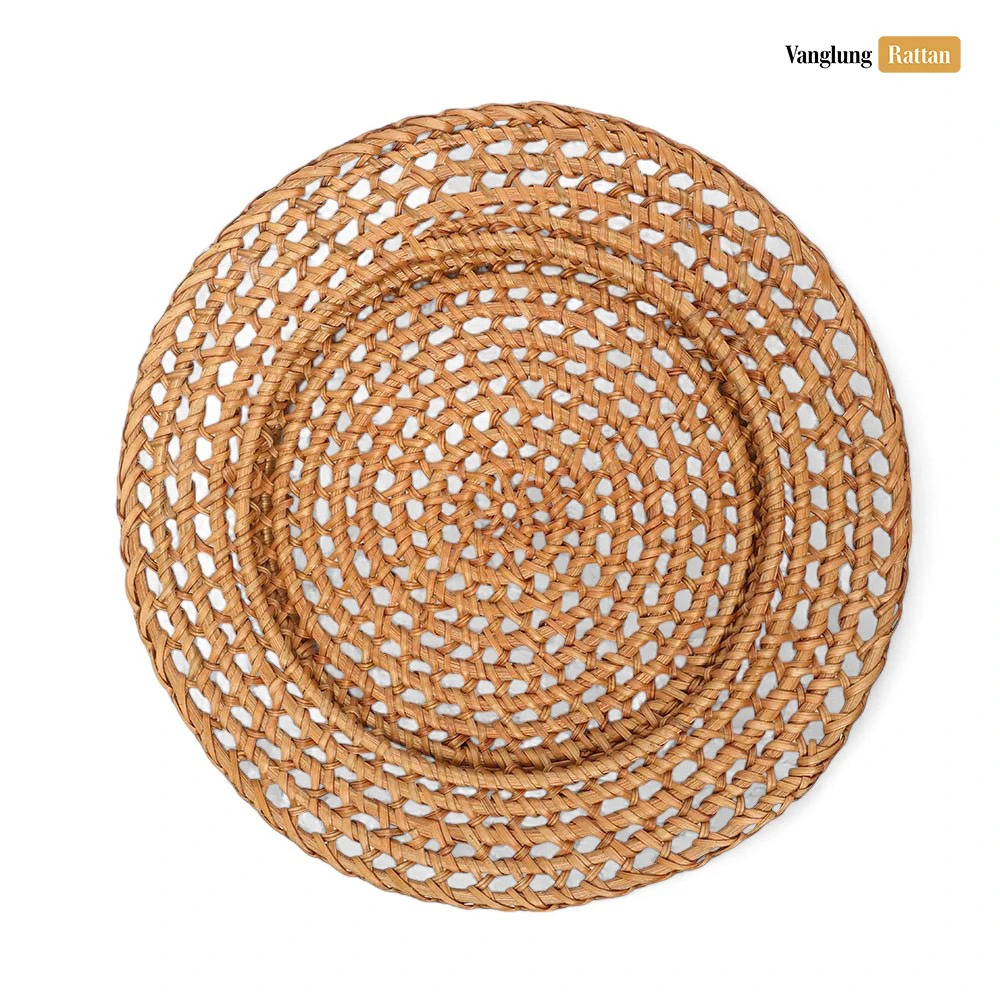 Rattan Export New Design Handicraft Holes Straw Rattan Charger Underplate - REX-UP011003