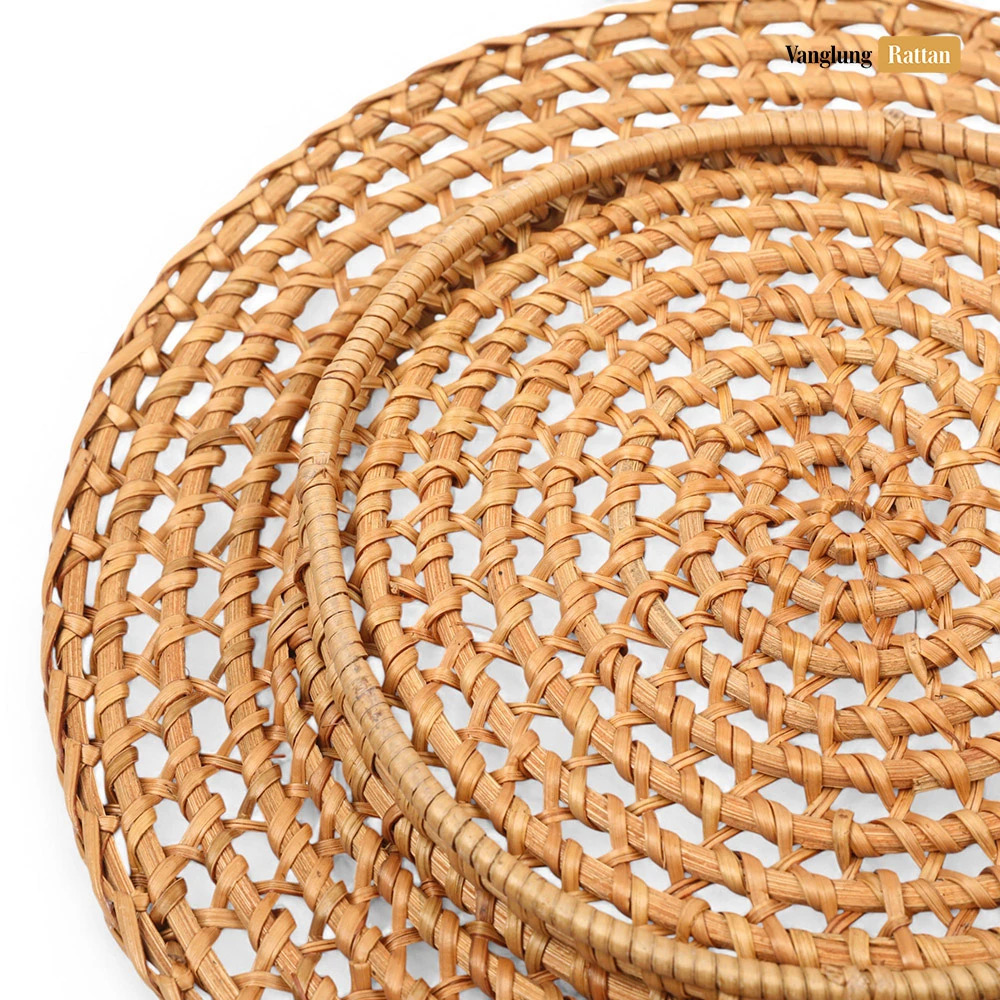 Rattan Export Mới thiết kế thủ công Holes sợi tự nhiên mây đĩa lót trang trí - REX-UP011003