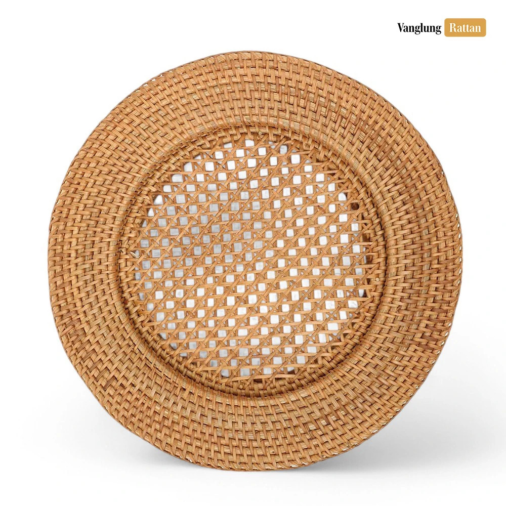Rattan Export Brown Round Handicraft Straw Rattan Charger Underplate - REX-UP011001