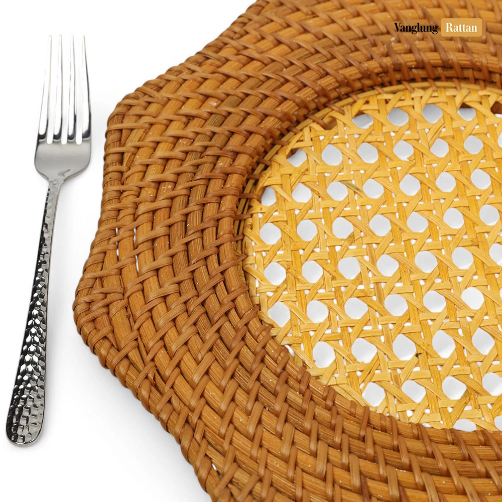 Rattan Export Honigfarben braun Blumen Naturfaser Rattan Dekor-Unterteller - REX-UP012002