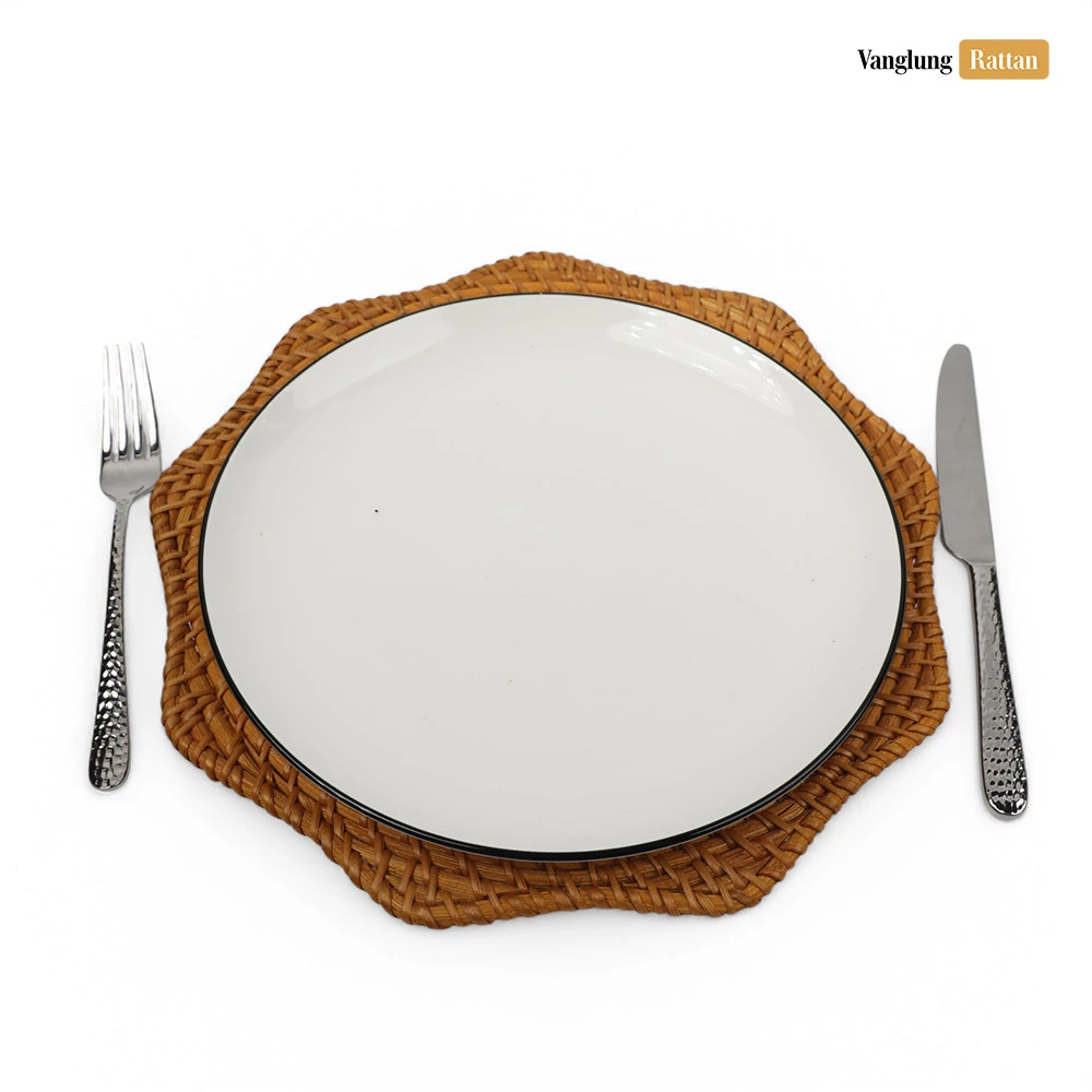 Rattan Export Honigfarben braun Blumen Naturfaser Rattan Dekor-Unterteller - REX-UP012002