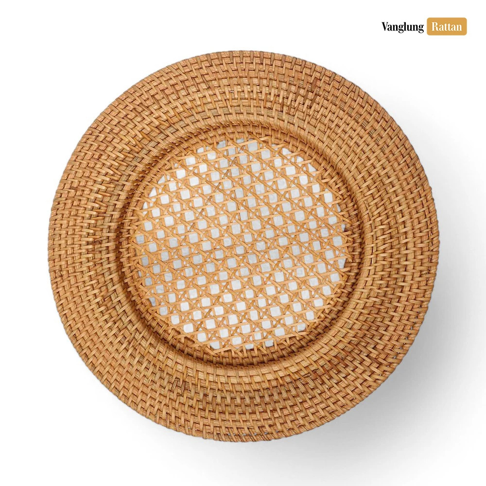 Rattan Export Brown Round Straw Rattan Charger Underplate - REX-UP011011