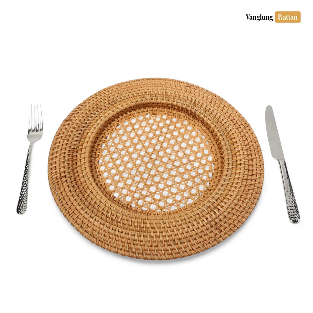 Rattan Export Braun rund Naturfaser Rattan Dekor-Unterteller - REX-UP011011