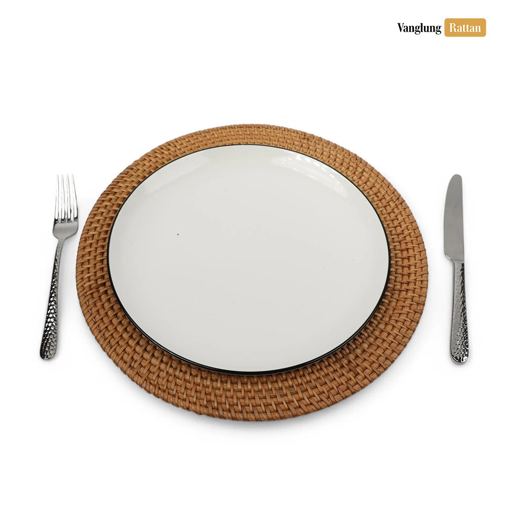 Rattan Export Braun rund Naturfaser Rattan Dekor-Unterteller - REX-UP011011