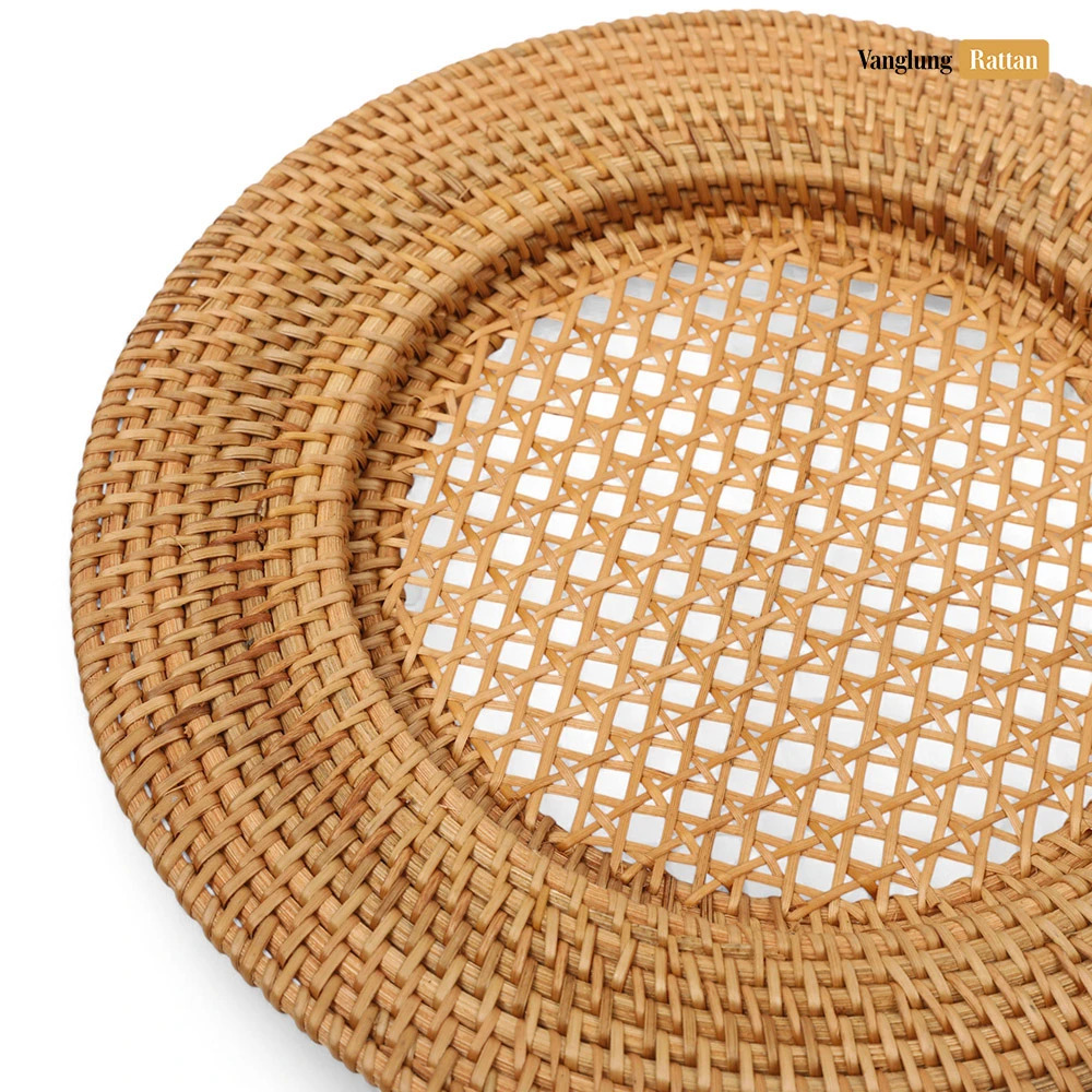 Rattan Export Braun rund Naturfaser Rattan Dekor-Unterteller - REX-UP011011