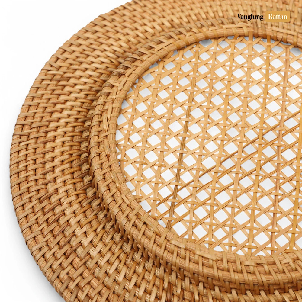 Rattan Export Braun rund Naturfaser Rattan Dekor-Unterteller - REX-UP011011
