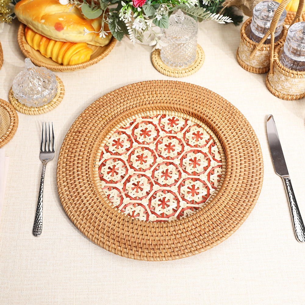 Rattan Export New Decoration Honeycomb Brown Straw Rattan Charger Underplate - REX-UP011021